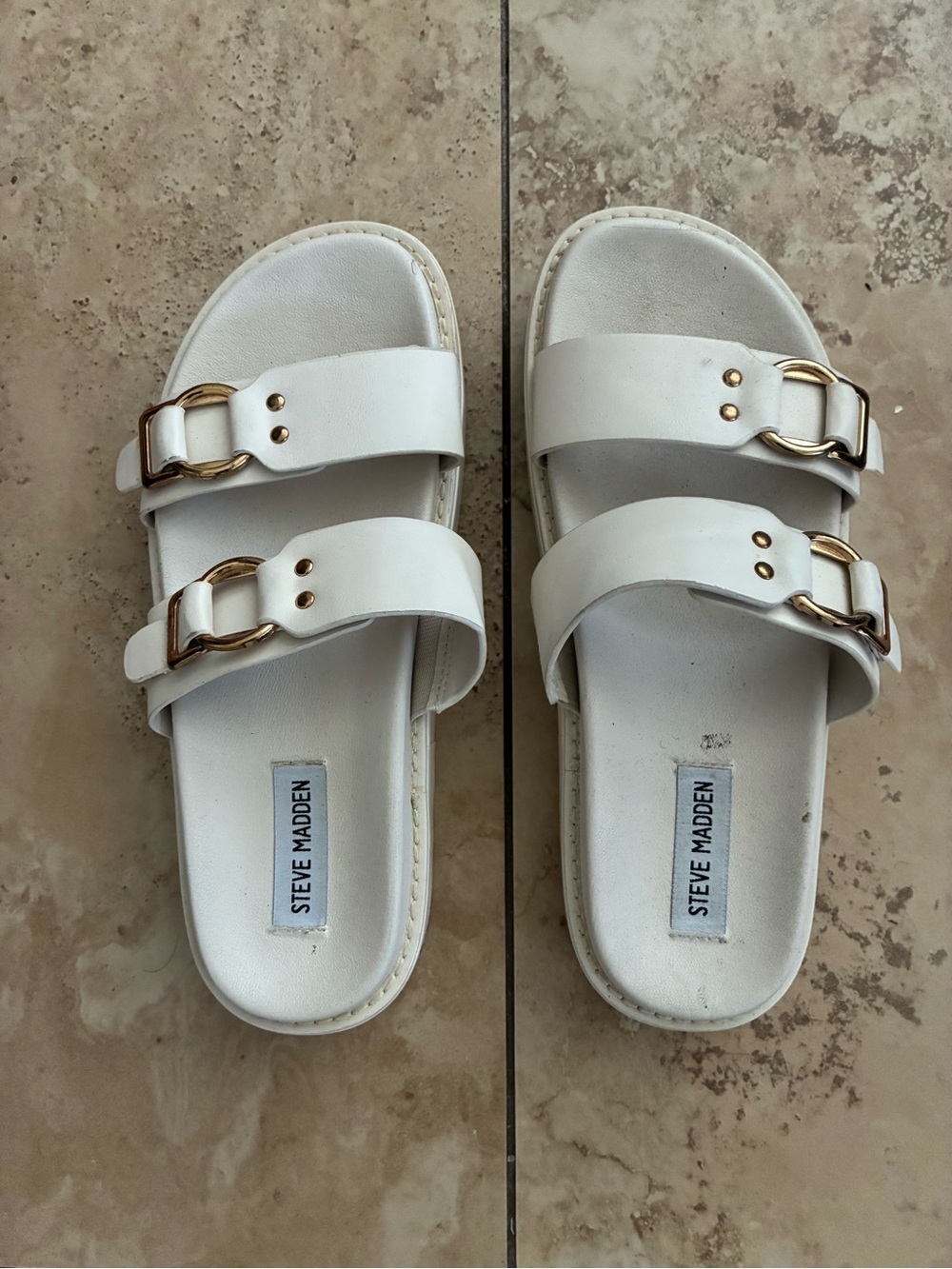 Steve Madden White Slide Sandals 9M